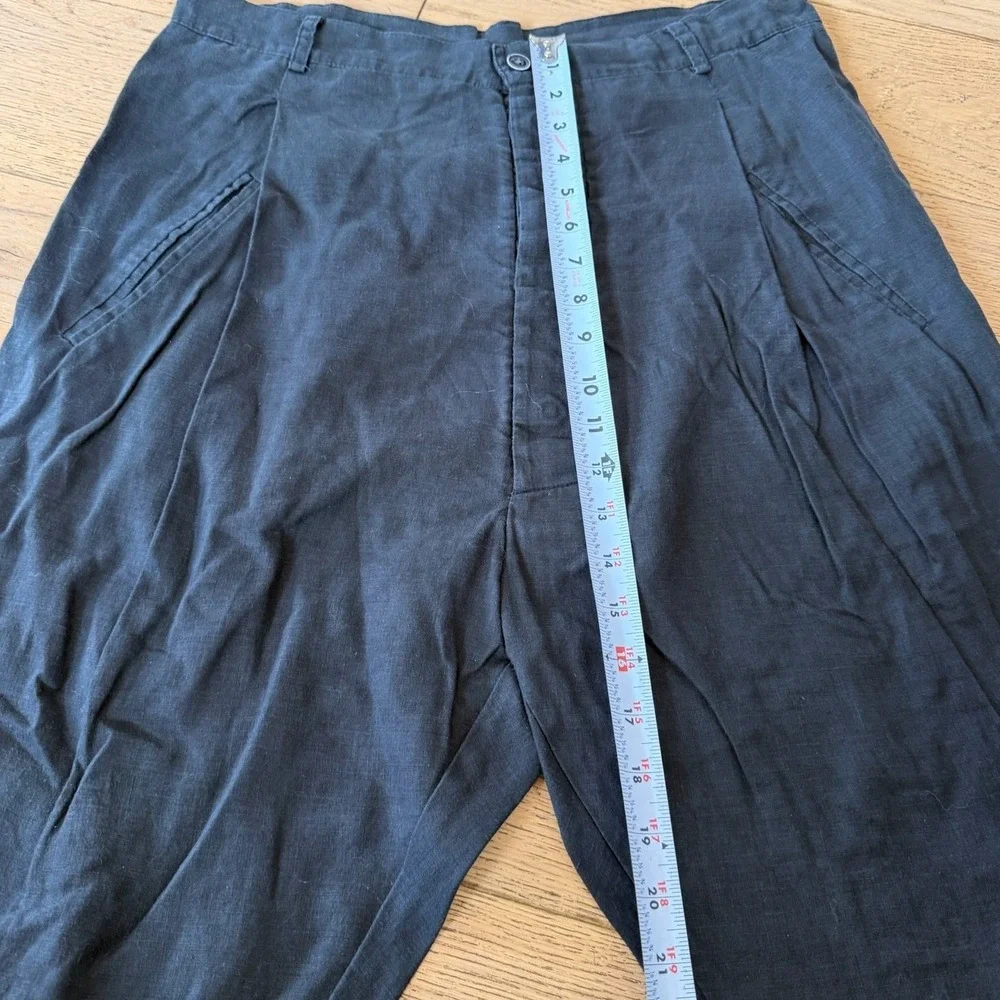 ISSI Athens Black 100% Linen‎ Pleated Tapered Trousers Size 3 SS180311 (1401)
